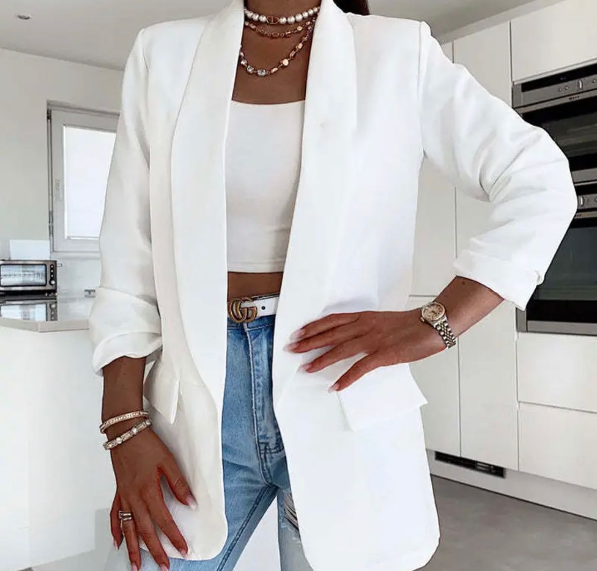Exclusive Ruche Sleeved Blazer