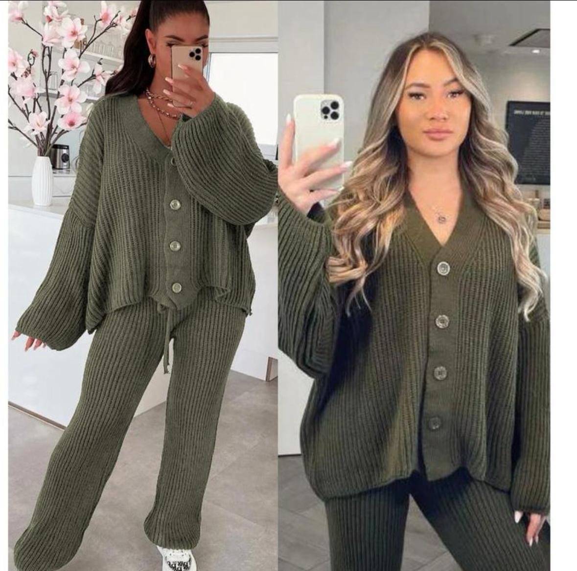 The 4 Button Knitted Cardigan Trouser Co-ord Two Piece