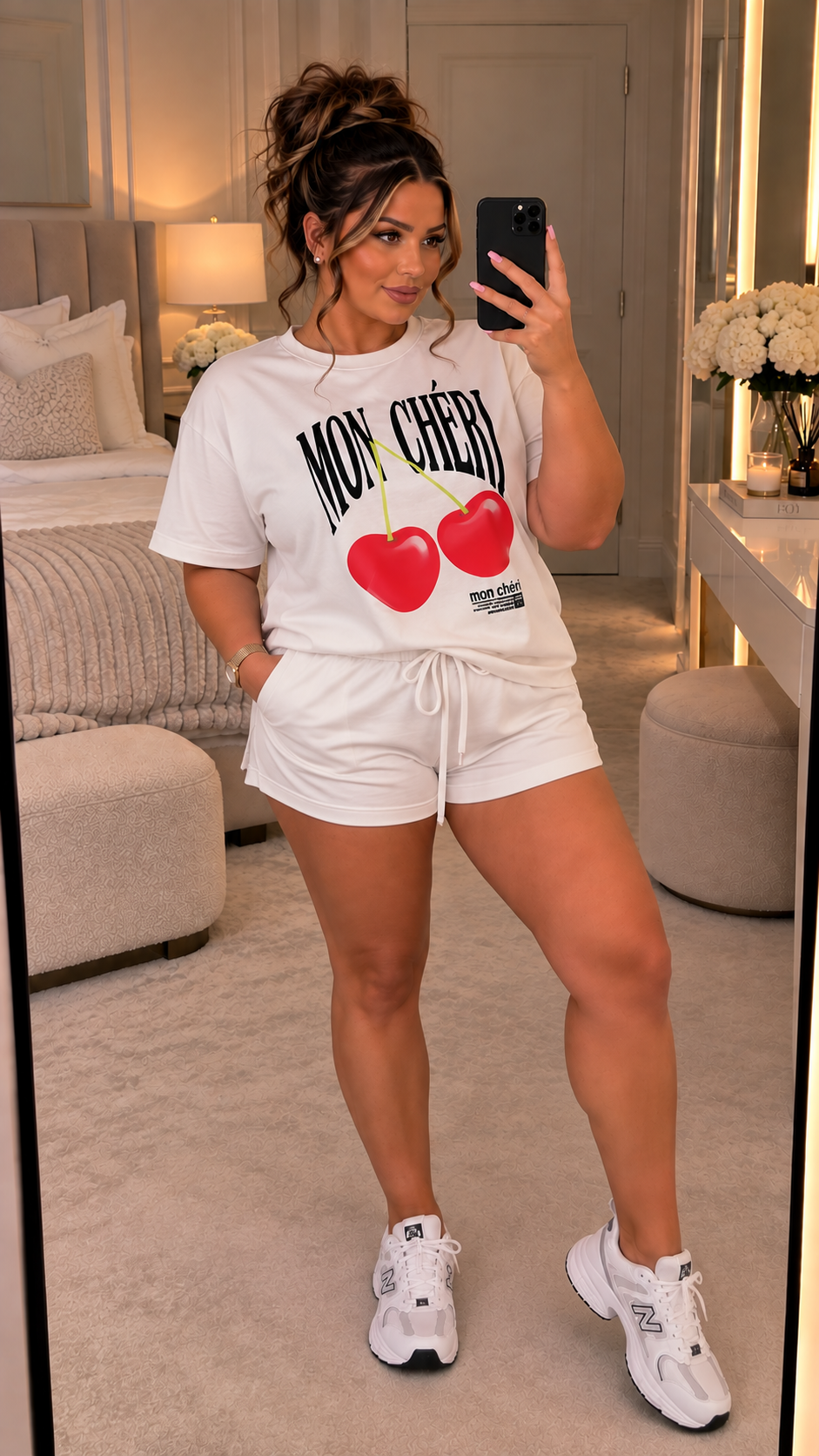 "MON CHERRY" Slogan T-Shirt