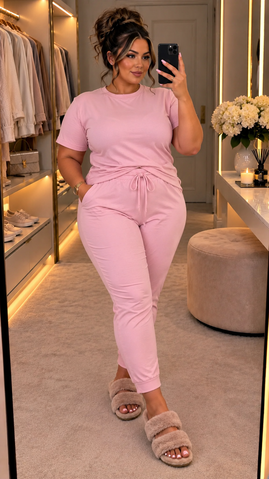 The Boxy Short Sleeved Round Neck Two Piece Loungewear Tracksuit (With Joggers)