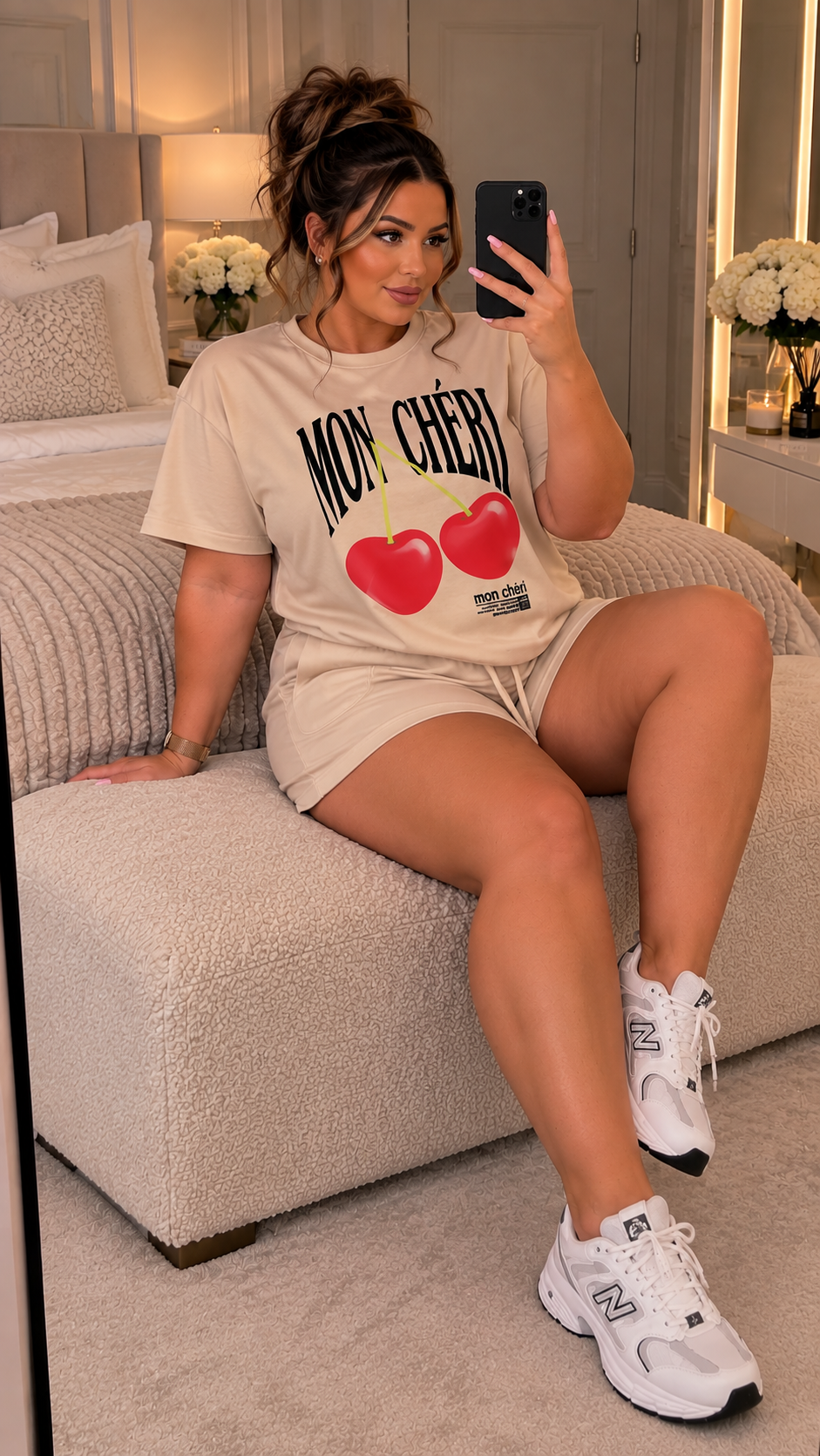 "MON CHERRY" Slogan T-Shirt