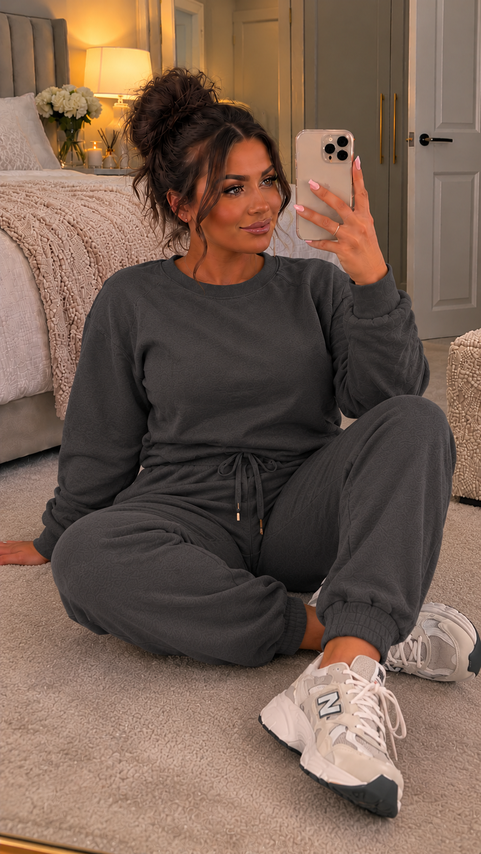 Long Sleeved Plain Lounge Wear Two Piece