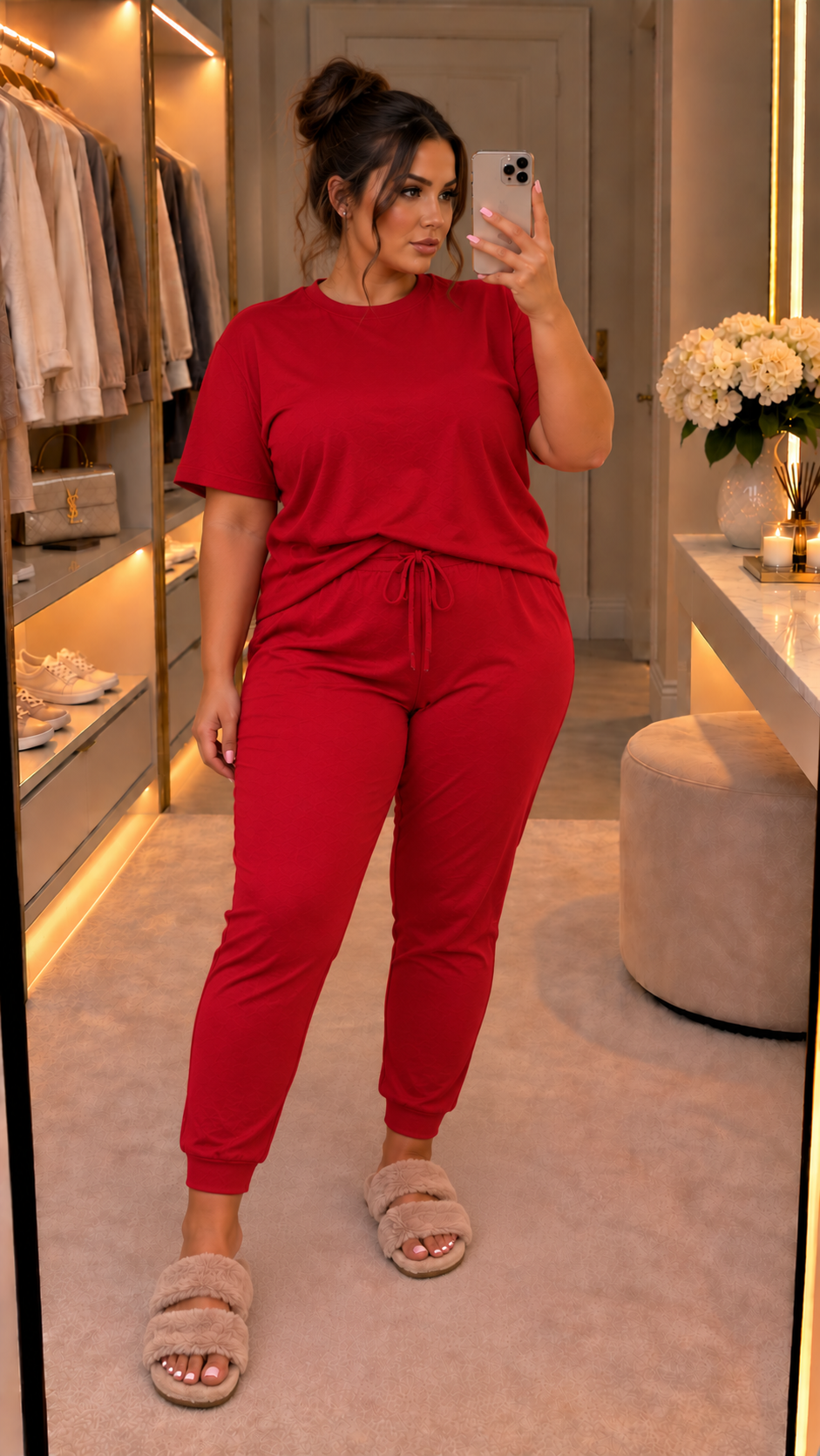 The Boxy Short Sleeved Round Neck Two Piece Loungewear Tracksuit (With Joggers)