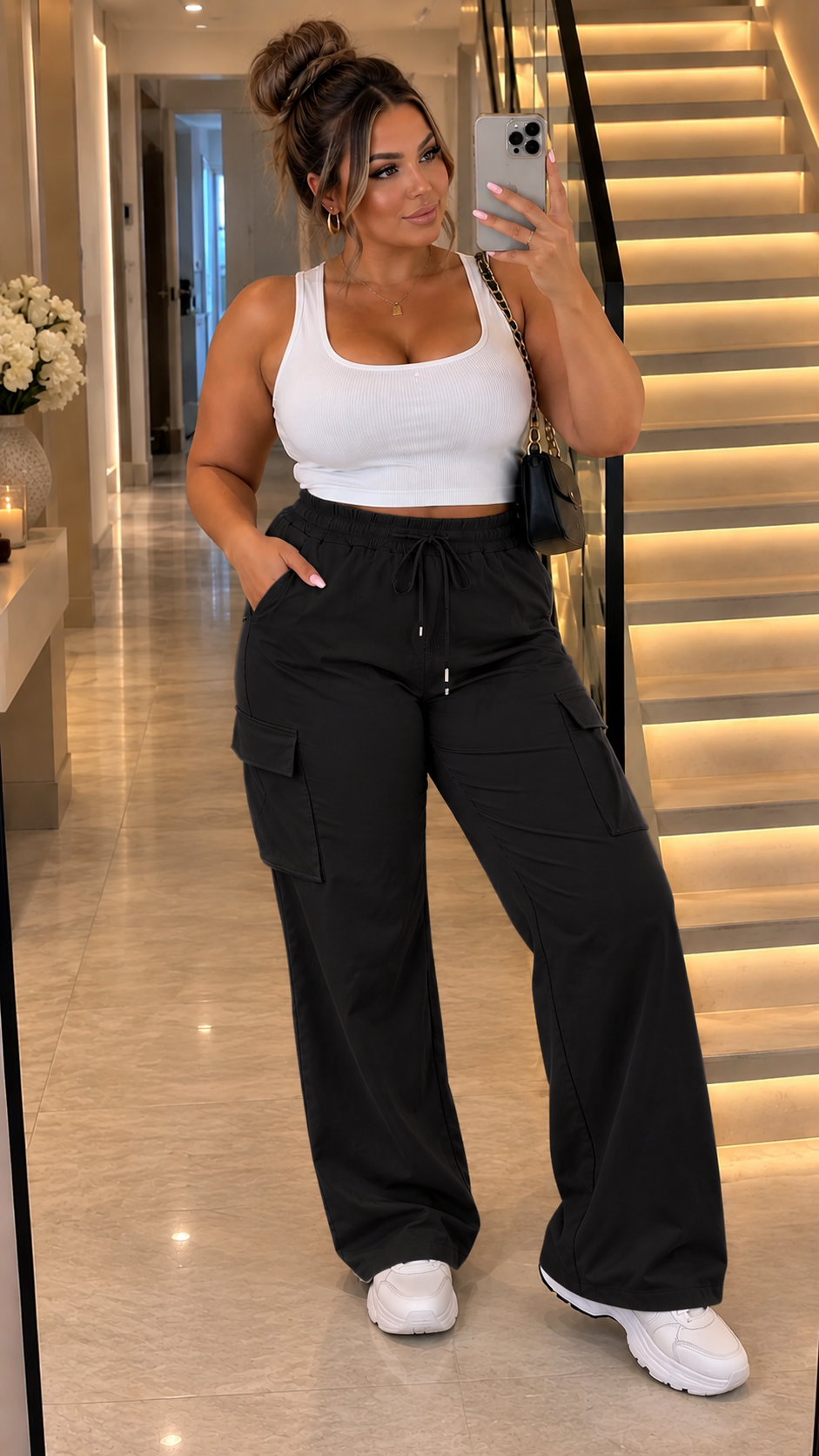 Wide Leg Cargo Trousers
