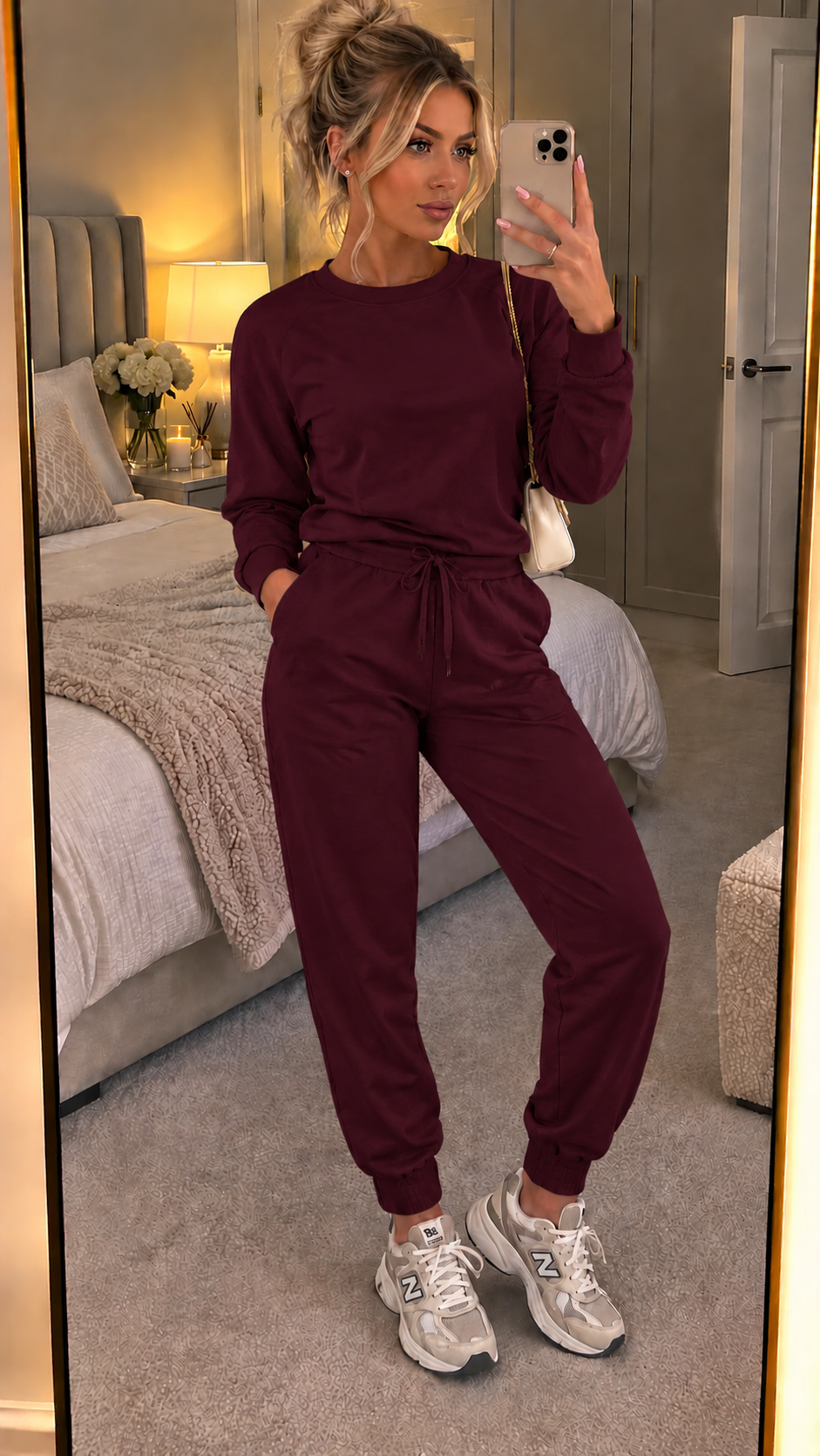 Long Sleeved Plain Lounge Wear Two Piece