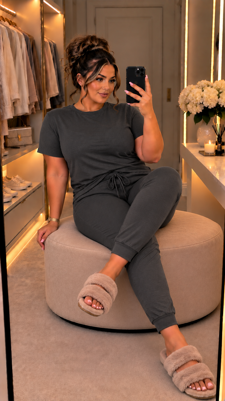 The Boxy Short Sleeved Round Neck Two Piece Loungewear Tracksuit (With Joggers)
