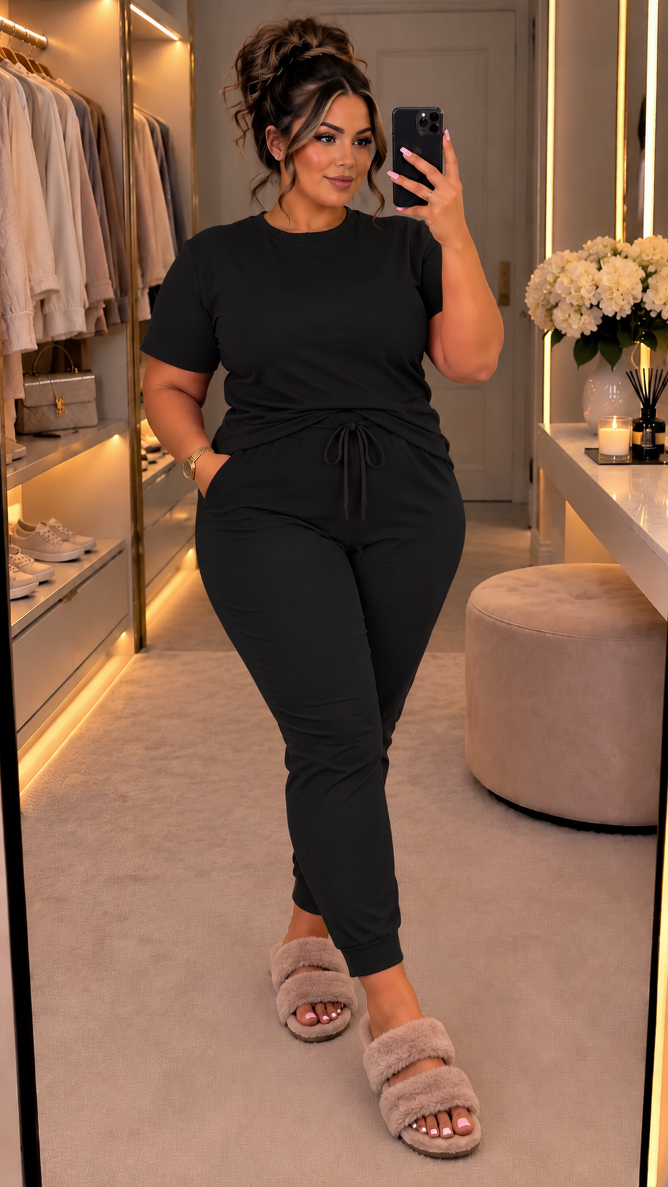 The Boxy Short Sleeved Round Neck Two Piece Loungewear Tracksuit (With Joggers)