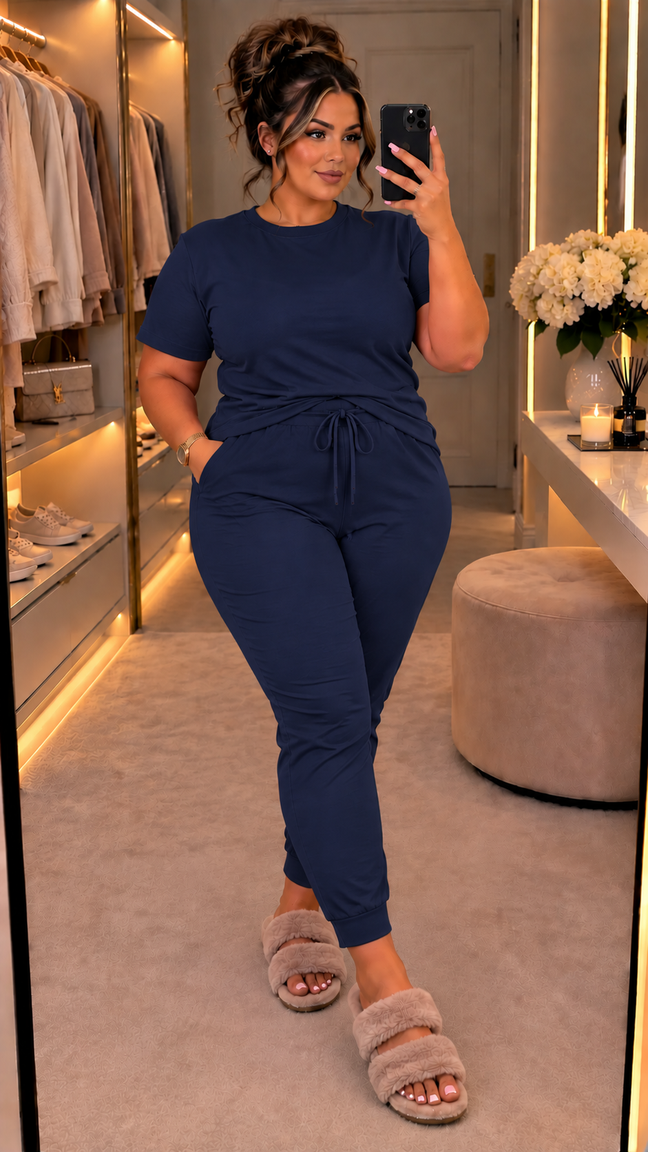 The Boxy Short Sleeved Round Neck Two Piece Loungewear Tracksuit (With Joggers)
