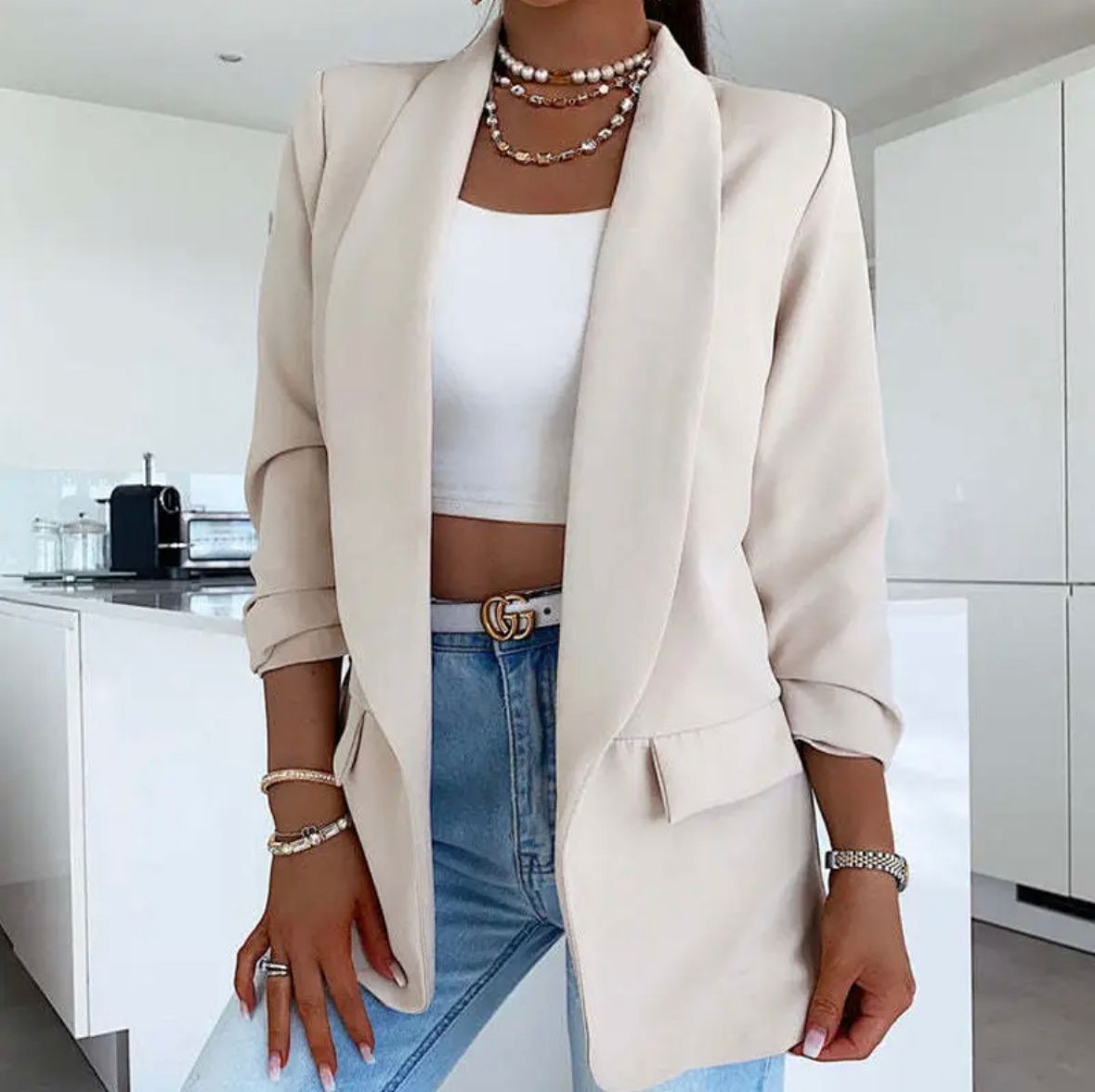 Exclusive Ruche Sleeved Blazer
