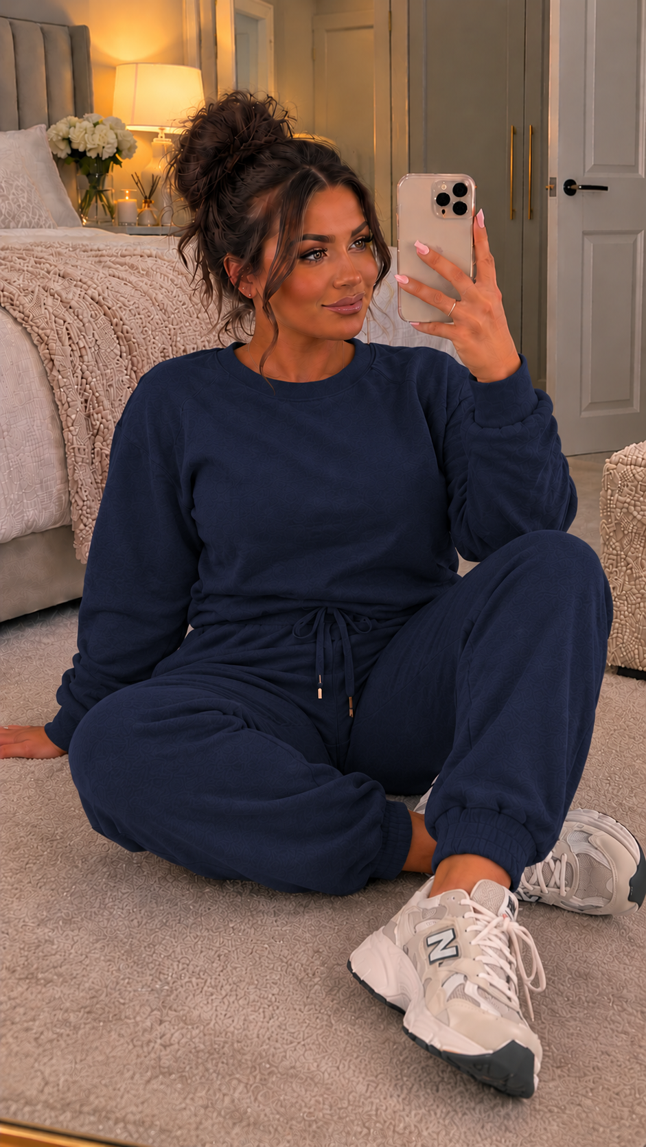 Long Sleeved Plain Lounge Wear Two Piece