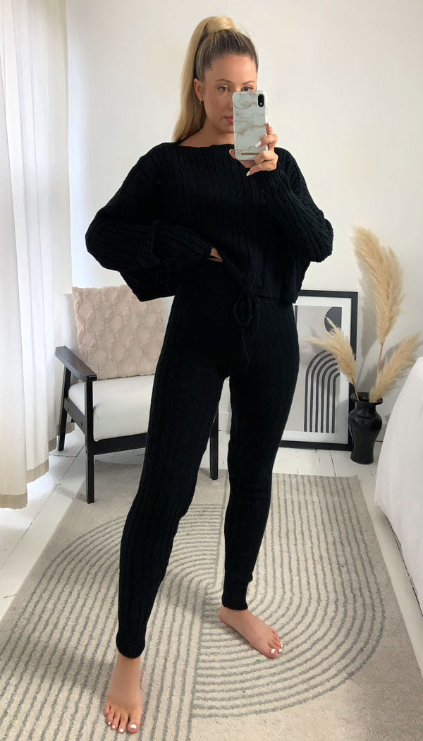 LUXE Cable Knitted Batwing Two Piece Lounge Set