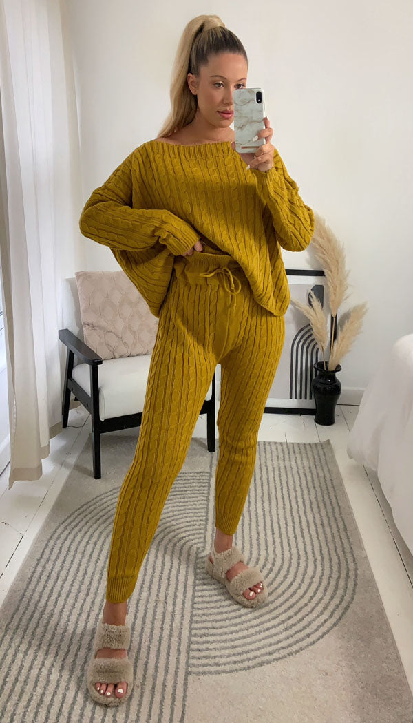 LUXE Cable Knitted Batwing Two Piece Lounge Set