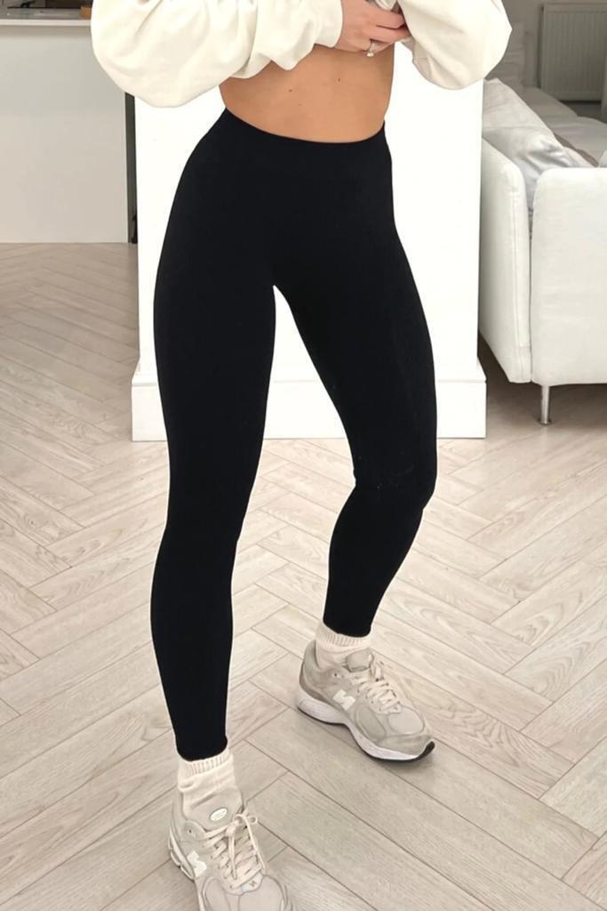 High Waist Thick Seamless Ribbed Stretchy Leggings