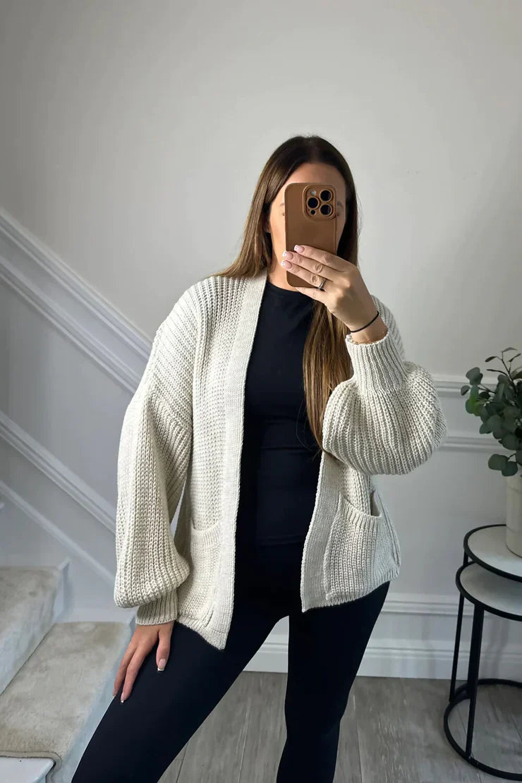 Short Balloon Knitted Cardigan