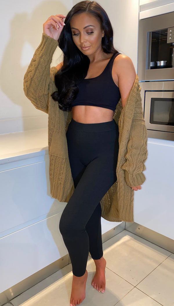 Cable Knitted Open Cardigan with Pockets - omgfashion.com