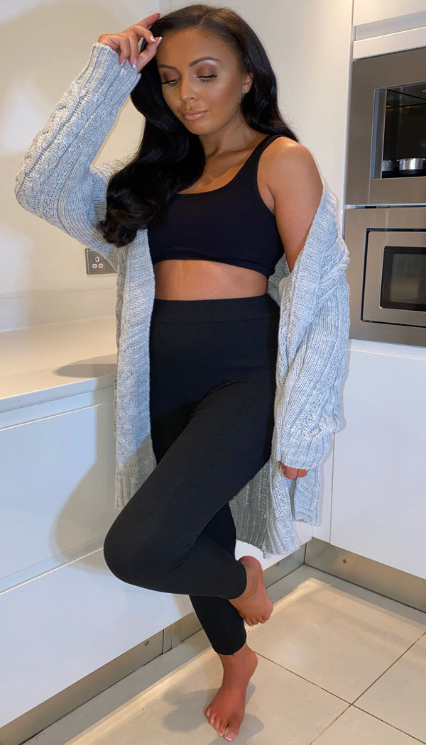 Cable Knitted Open Cardigan with Pockets - omgfashion.com