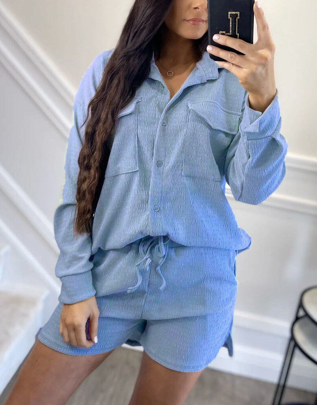 Cheesecloth Beach Button Shirt With Shorts Two Piece