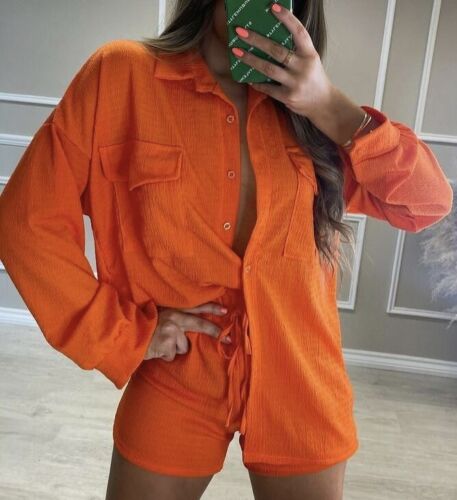 Cheesecloth Beach Button Shirt With Shorts Two Piece
