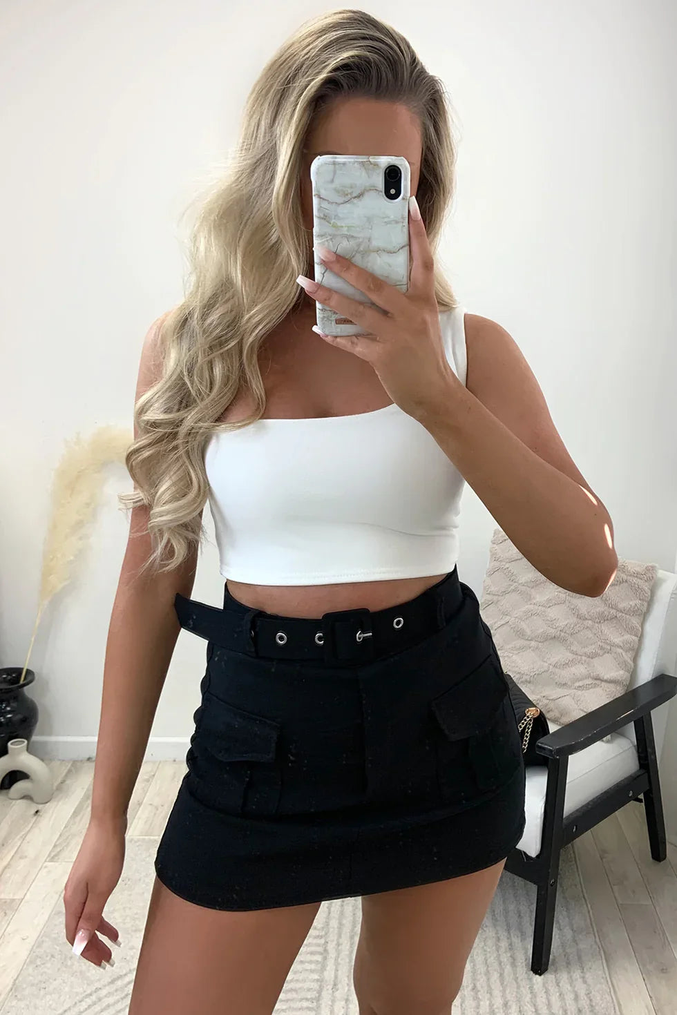 Caitlyn high Waisted Belted Cargo Skort