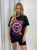 Identical Graphic Oversized Slogan Tshirt Top