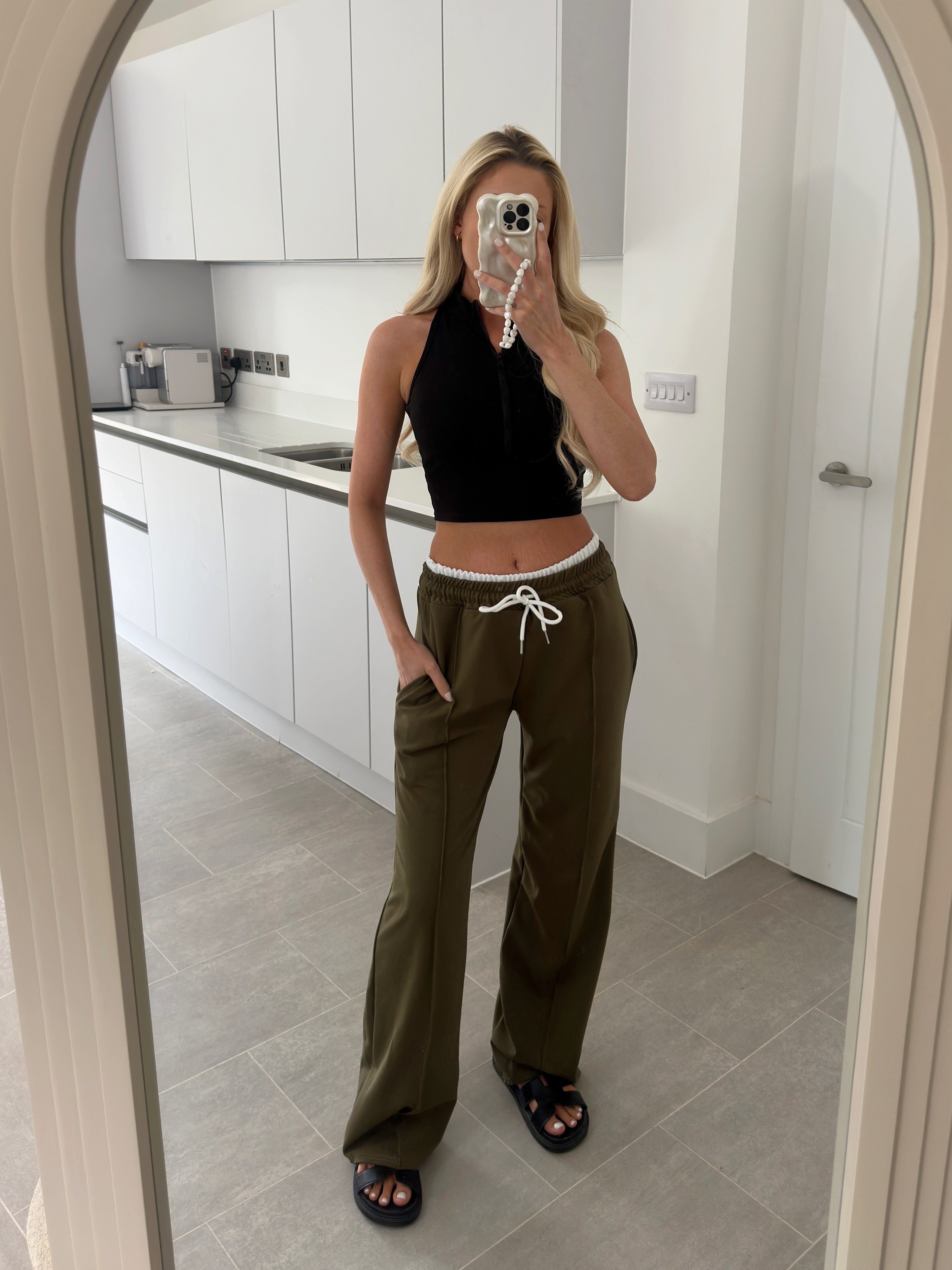 Dainty Contrast Drawstring Trousers