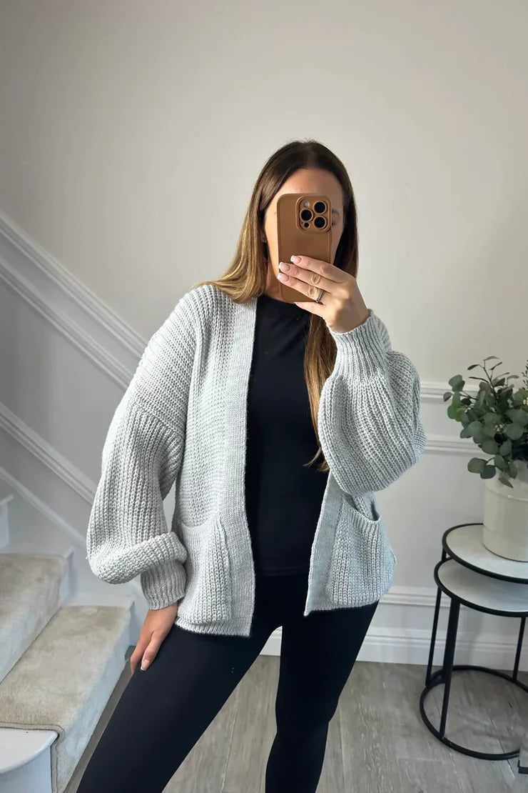 Short Balloon Knitted Cardigan