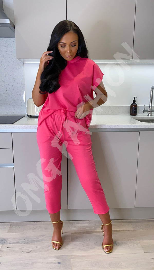 The Boxy Short Sleeved Round Neck Two Piece Loungewear Tracksuit - omgfashion.com