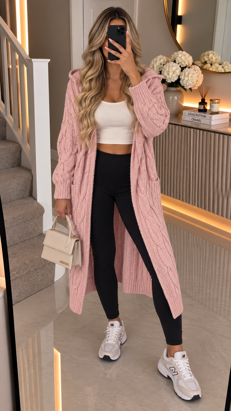 Cable Hooded Chunky Thick Knitted Cardigan