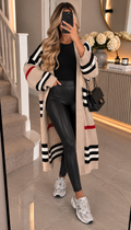 Striped Open Chunky Knitted Cardigan