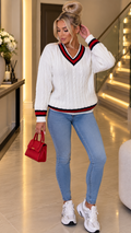 V-Neck Knitted Cricket Jumper