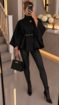 Caitlyn One Button  Belted Cape