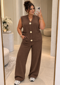 Marylin Large Gold Button Two Piece Co Ord Set