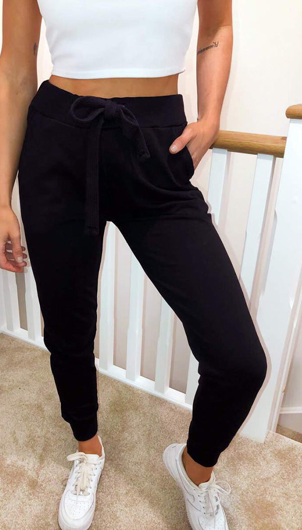 Ponti Jogging Bottoms with Pockets and Drawstring Closure - omgfashion.com
