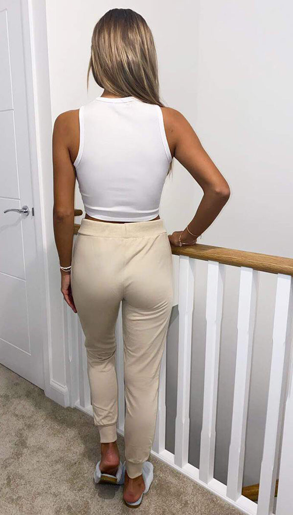 Ponti Jogging Bottoms with Pockets and Drawstring Closure - omgfashion.com