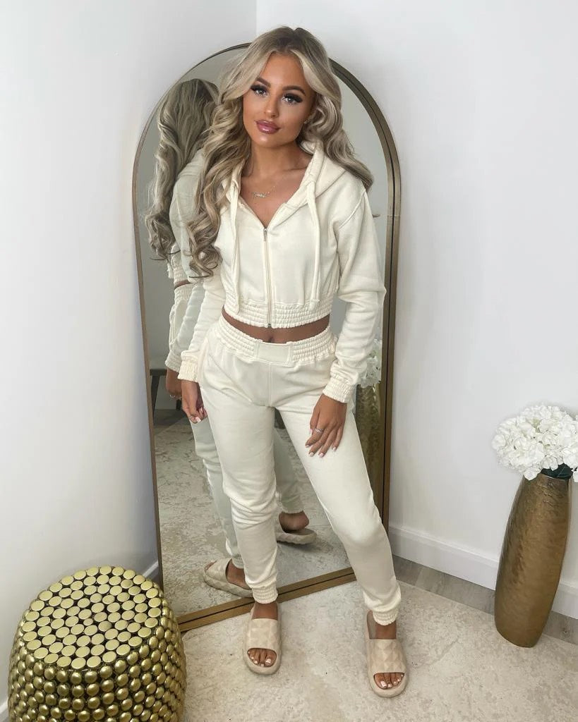 Brooke  Zip Up Cropped Hoodie Lounge Set