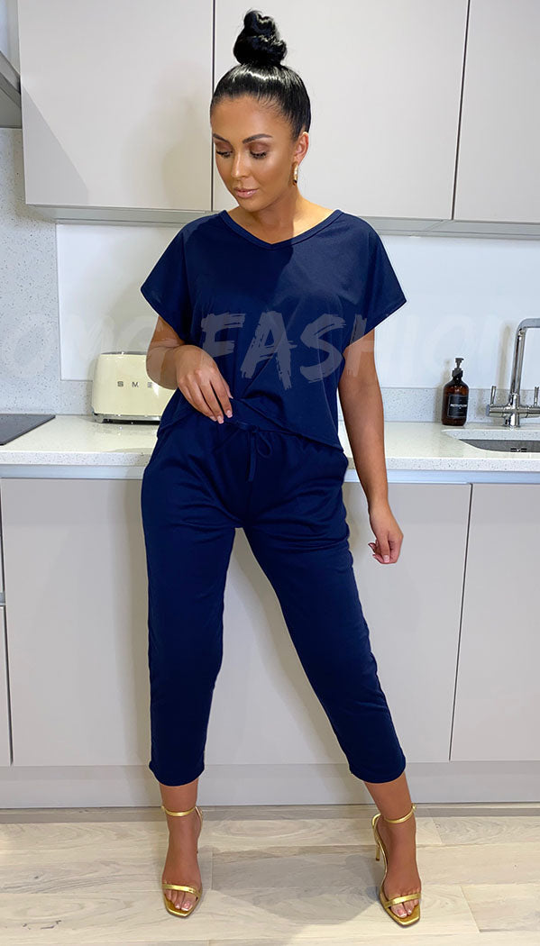 The V- Neck Short Sleeved Tracksuit - omgfashion.com