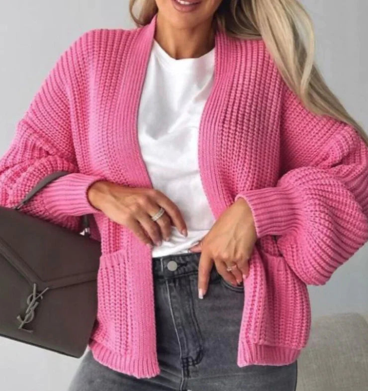 Short Balloon Knitted Cardigan