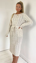 Pocket  Knitted Tied Knitted Midi Dress - omgfashion.com