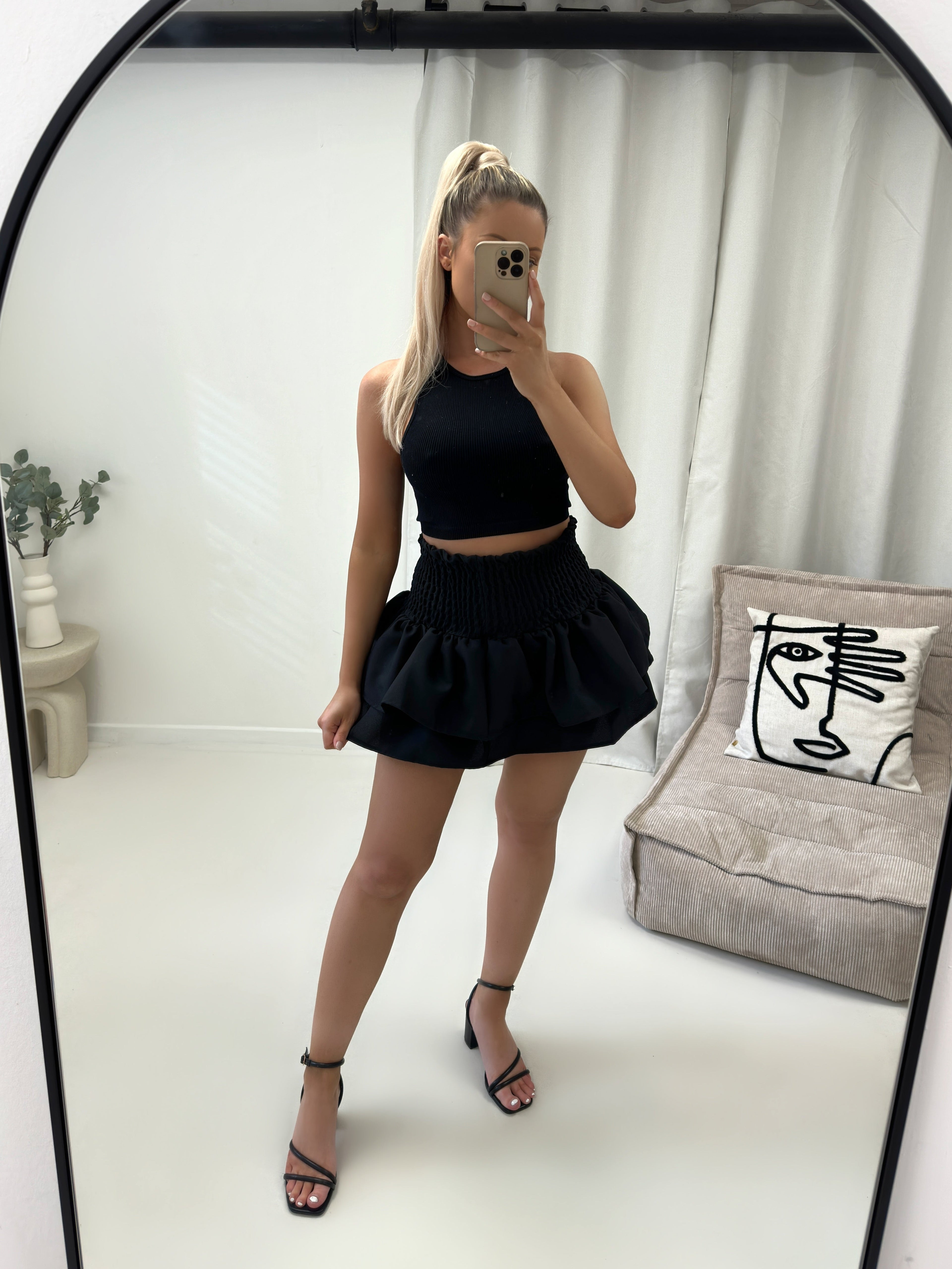 High Waisted RARA  Ruffle Mini Skirt