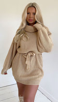 Middle Tied Front Jumper Dress - omgfashion.com