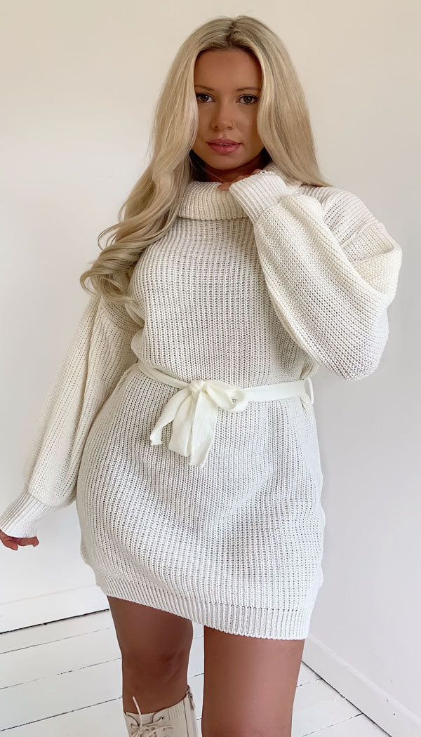 Middle Tied Front Jumper Dress - omgfashion.com