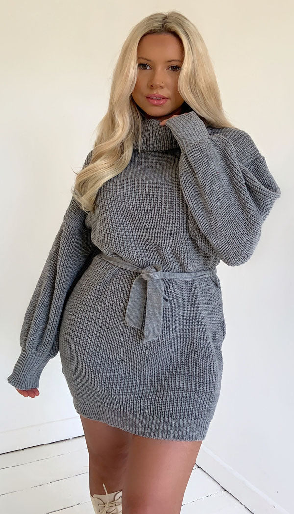 Middle Tied Front Jumper Dress - omgfashion.com