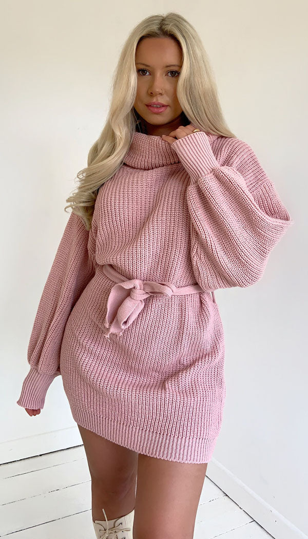 Middle Tied Front Jumper Dress - omgfashion.com