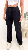 Wide Leg Cargo Trousers BLACK