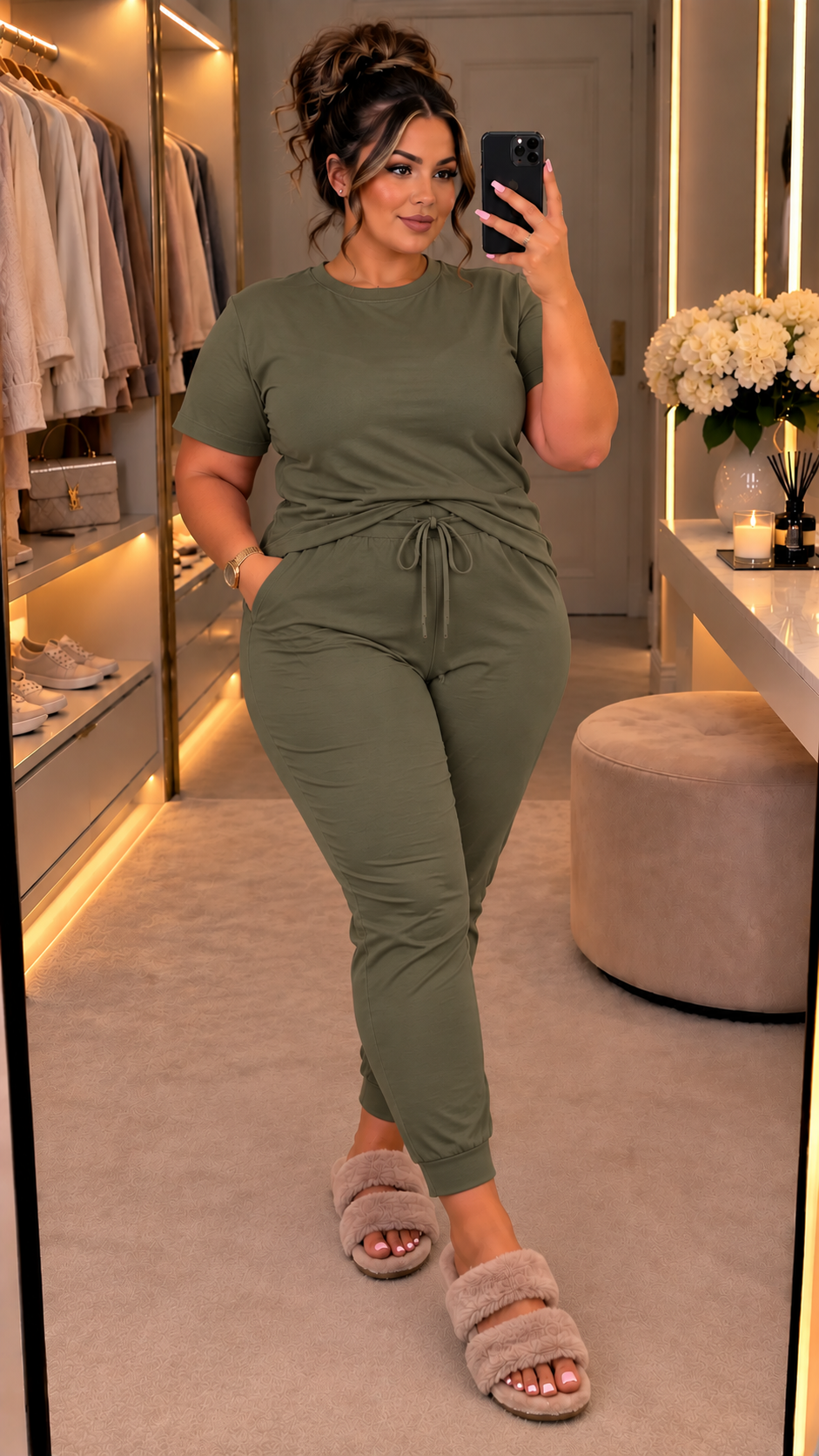 The Boxy Short Sleeved Round Neck Two Piece Loungewear Tracksuit (With Joggers)