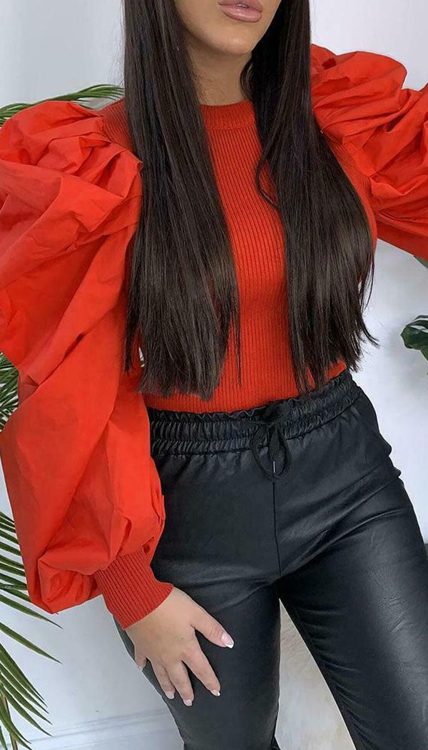 Long Sleeved Balloon Top - omgfashion.com