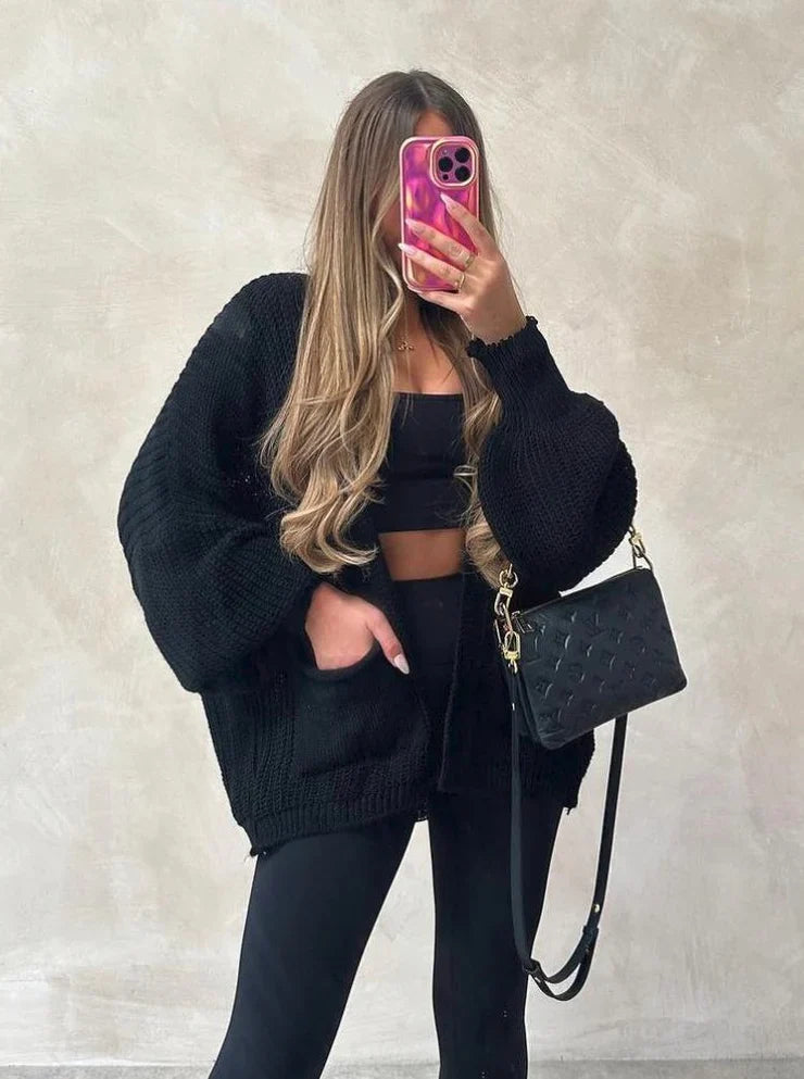 Short Balloon Knitted Cardigan