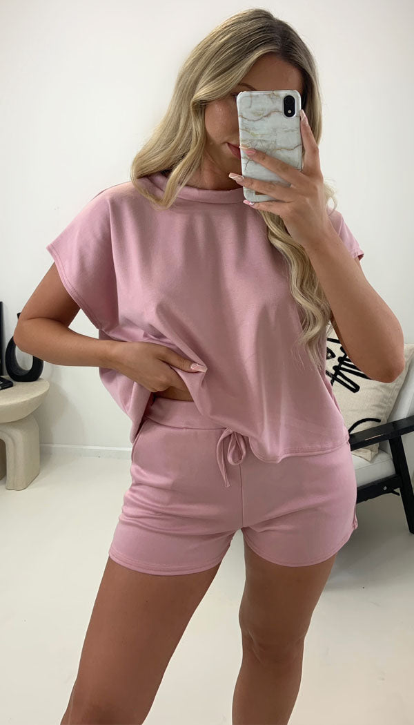 Boxy Lounge Shorts Set Two Piece ( With Shorts )