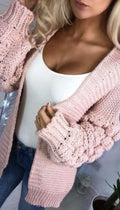 Bubble Sleeved Knitted Cardigan - omgfashion.com