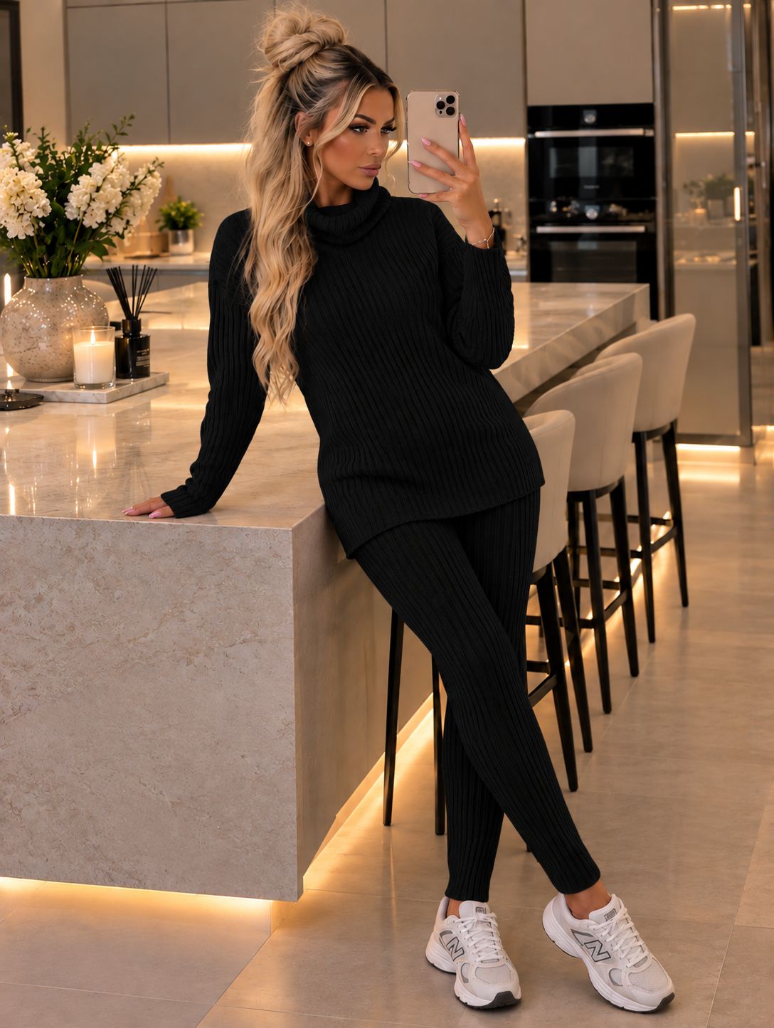 Chunky Ribbed Roll Neck Legging Co-ord Set